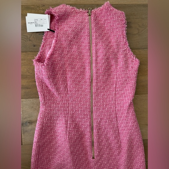 NWT Balmain Pink Sleeveless Tweed Dress - Picture 9 of 9